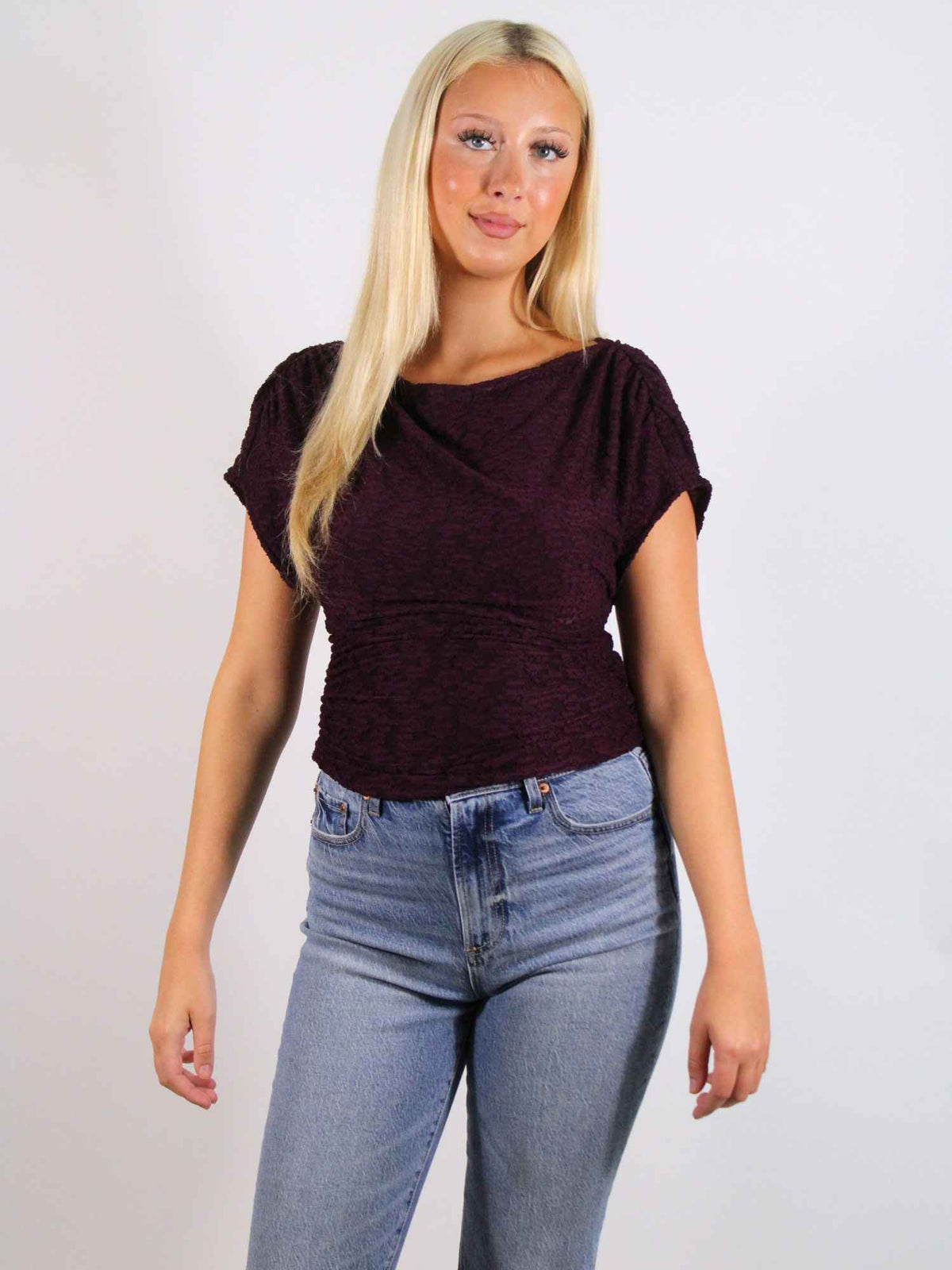Free People Aura Lace Top Italian Plum