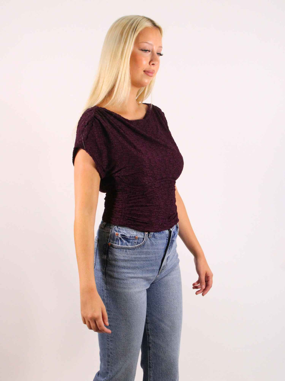 Free People Aura Lace Top Italian Plum