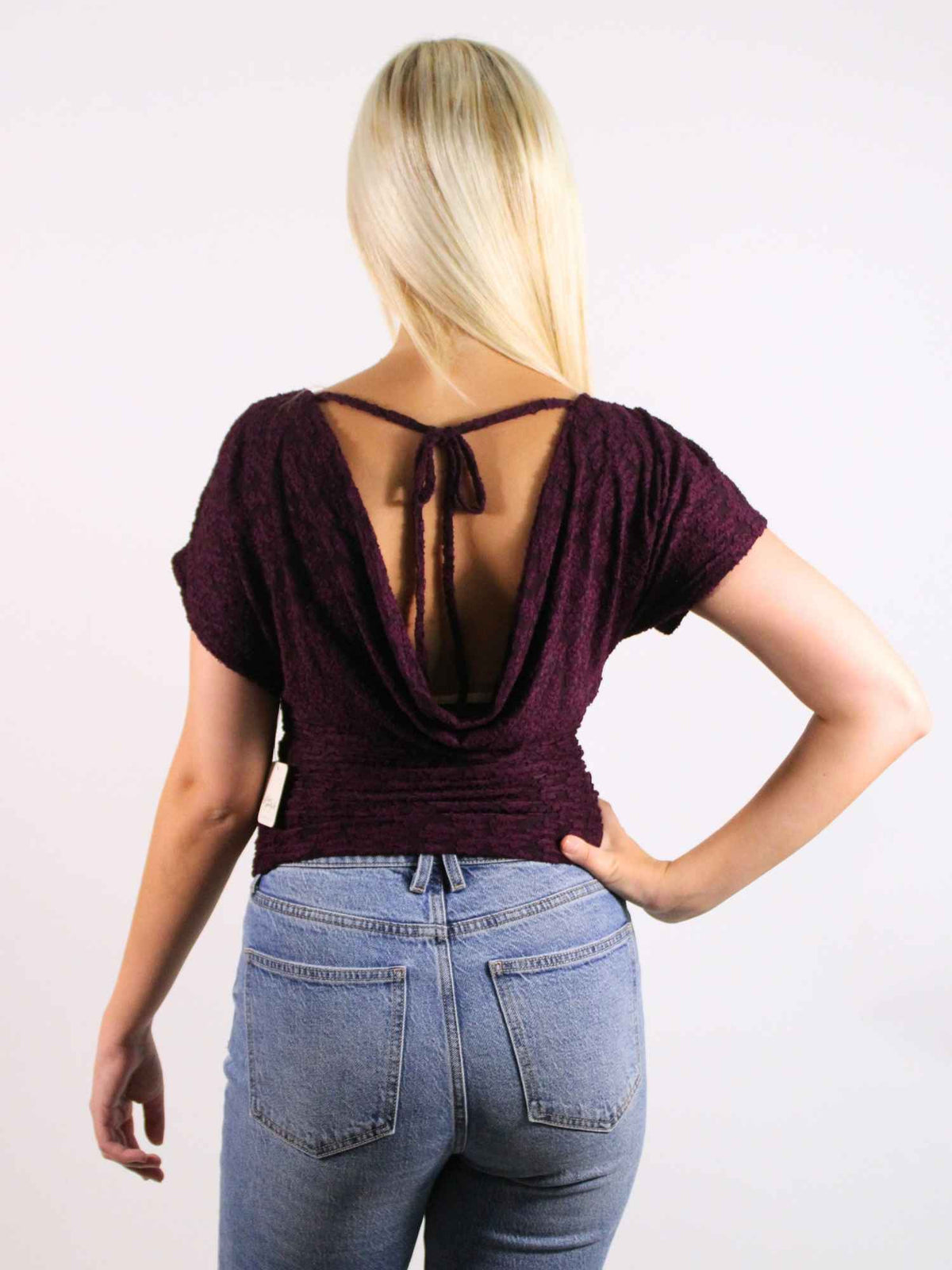 Free People Aura Lace Top Italian Plum