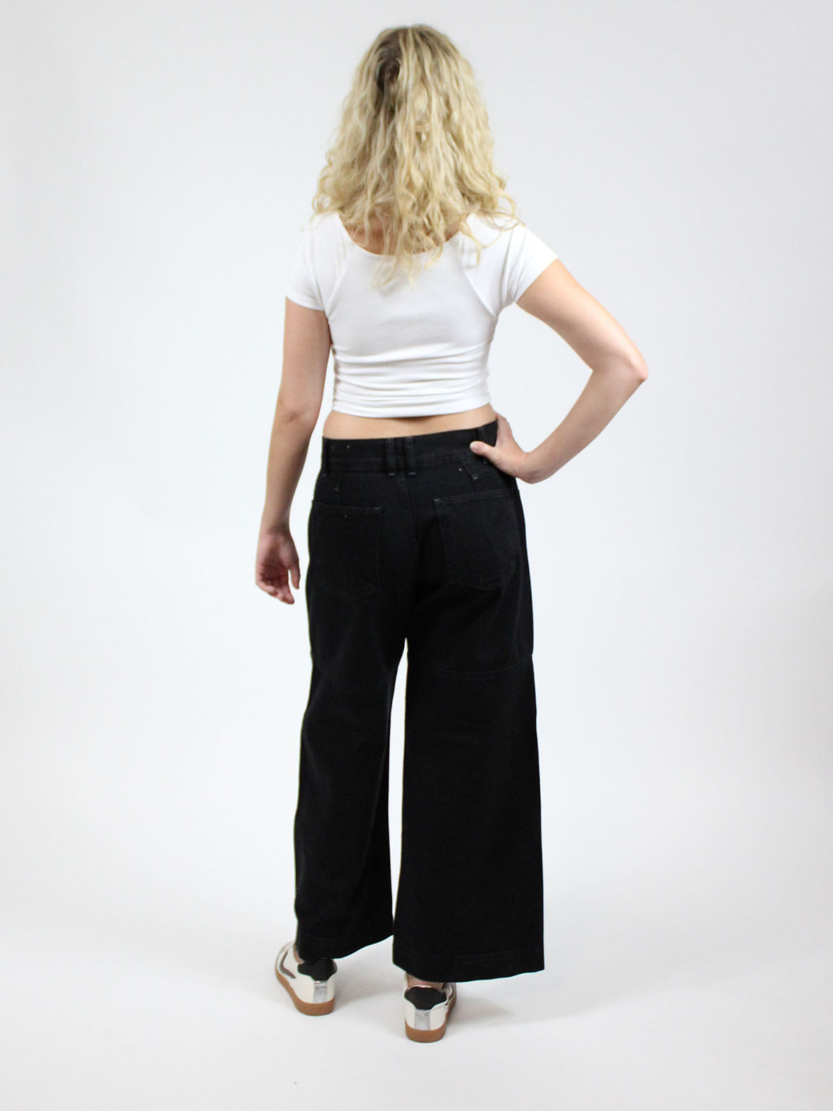 Free People Benji Relaxed Wide Leg Jeans Black