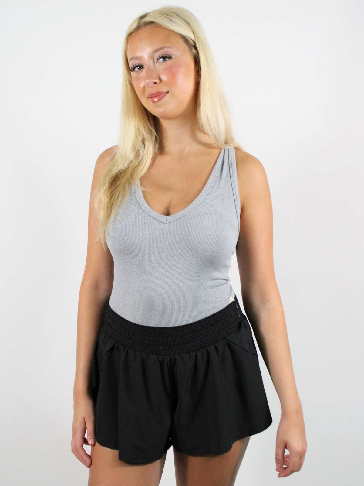 Free People Bittersweet Rib Essential Tank Heather Grey