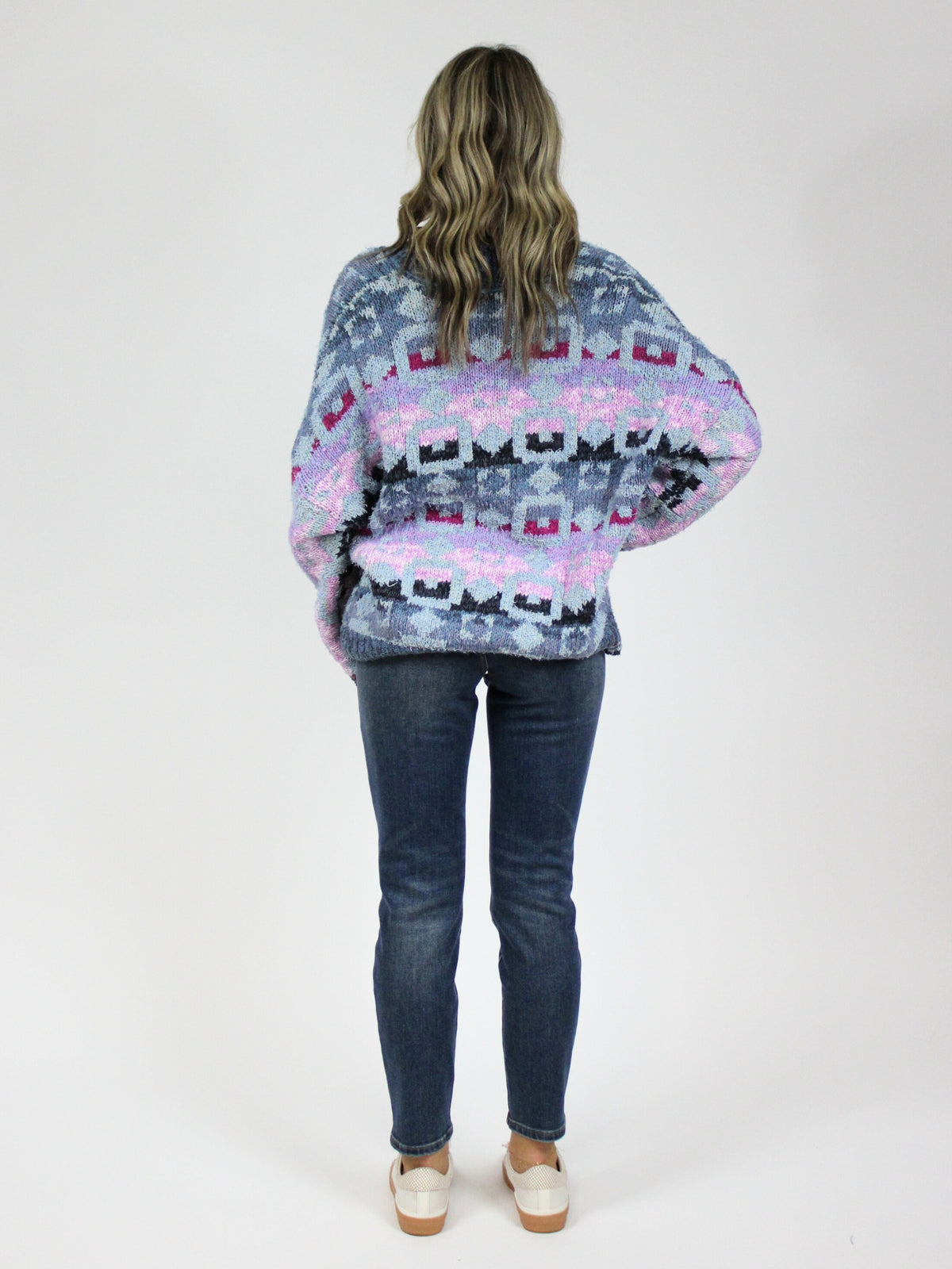 free people bluebell cardi sweater in bluecombo-back