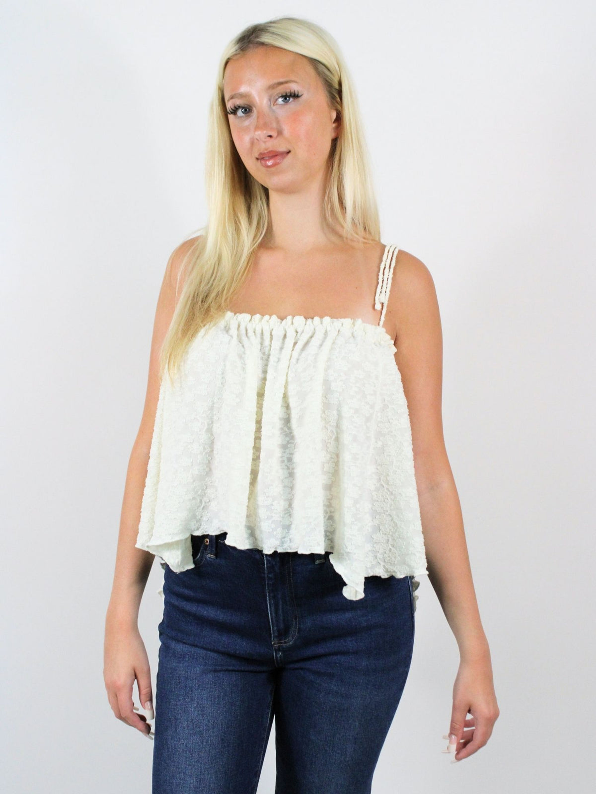 Free People Briana Lace Tank Sugar Swizzle
