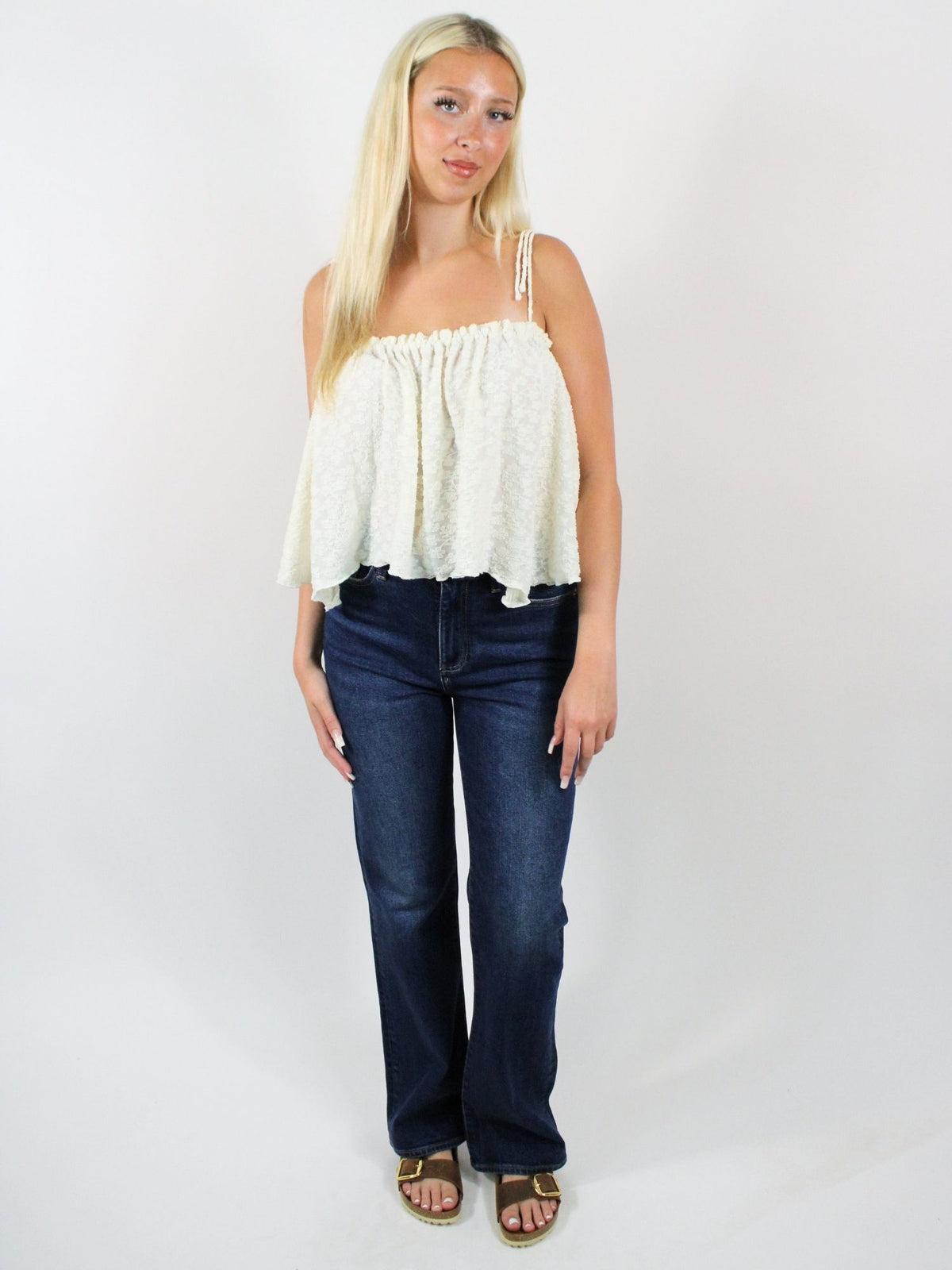 Free People Briana Lace Tank Sugar Swizzle