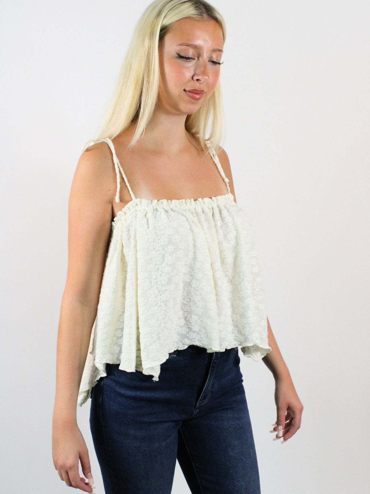 Free People Briana Lace Tank Sugar Swizzle