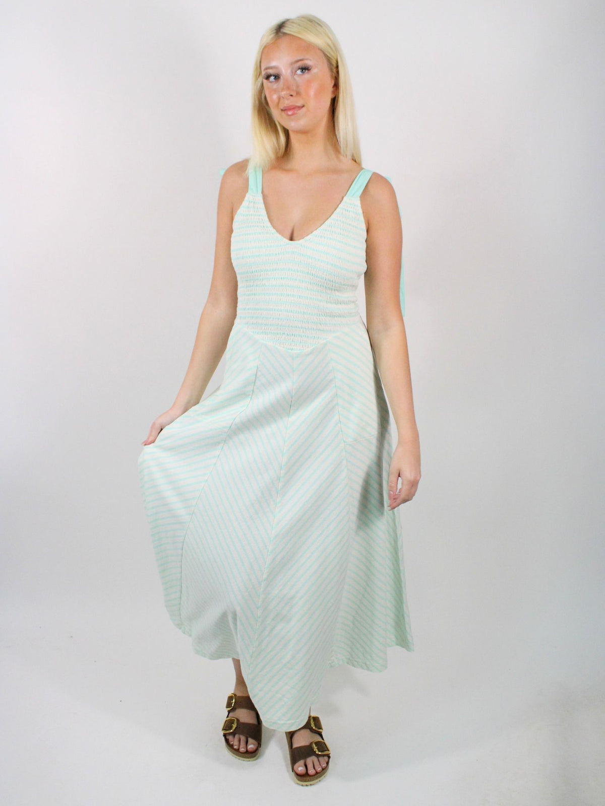 Free People Cecelia Stripe Midi Dress Bay Combo