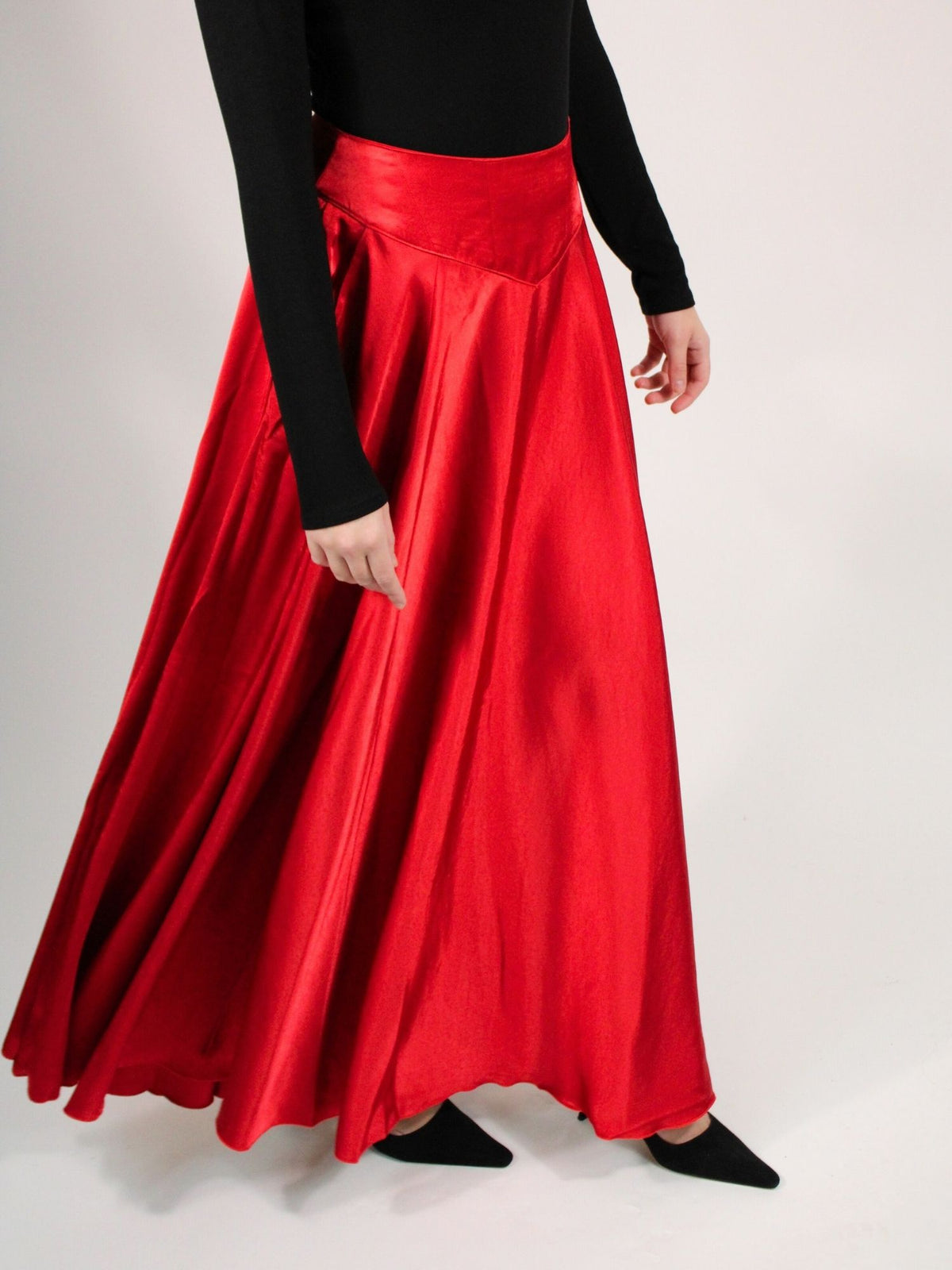 Free People Chilco Satin Maxi Skirt Salsa