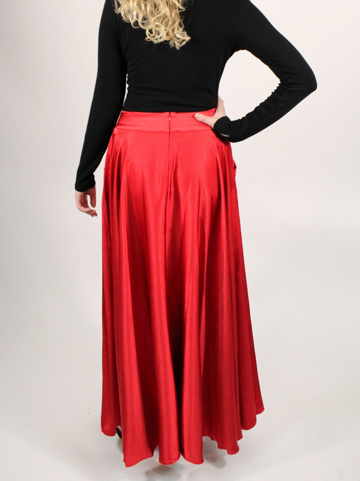Free People Chilco Satin Maxi Skirt Salsa
