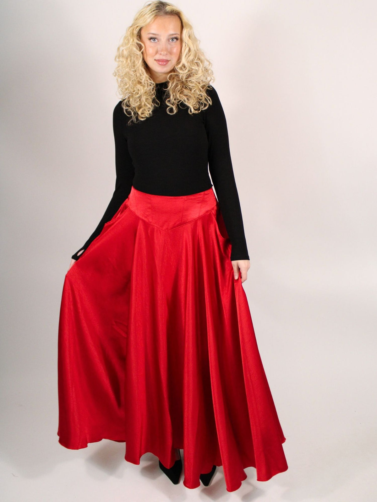 Free People Chilco Satin Maxi Skirt Salsa