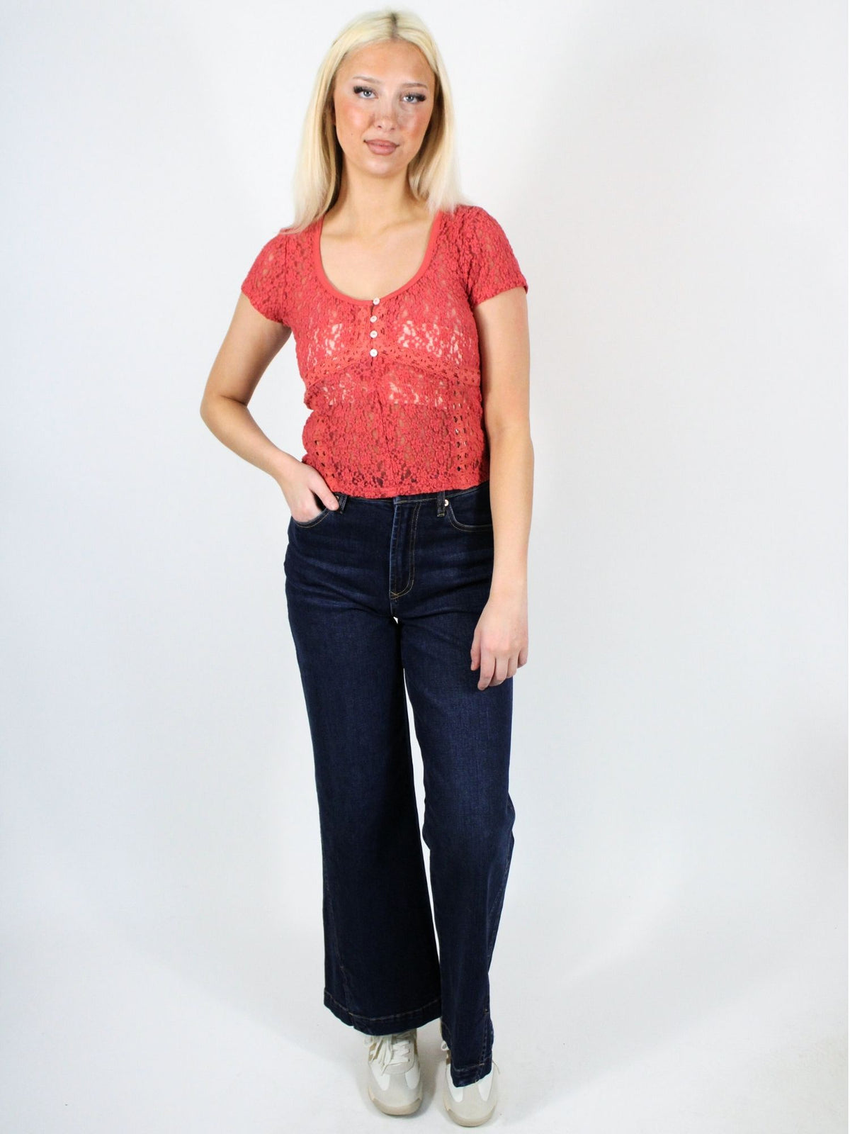 Free People Claro Short Sleeve Tee Aged Coral