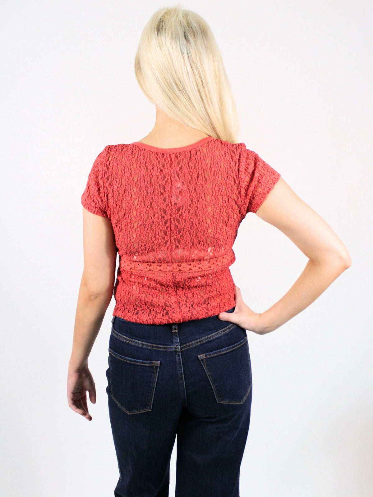 Free People Claro Short Sleeve Tee Aged Coral