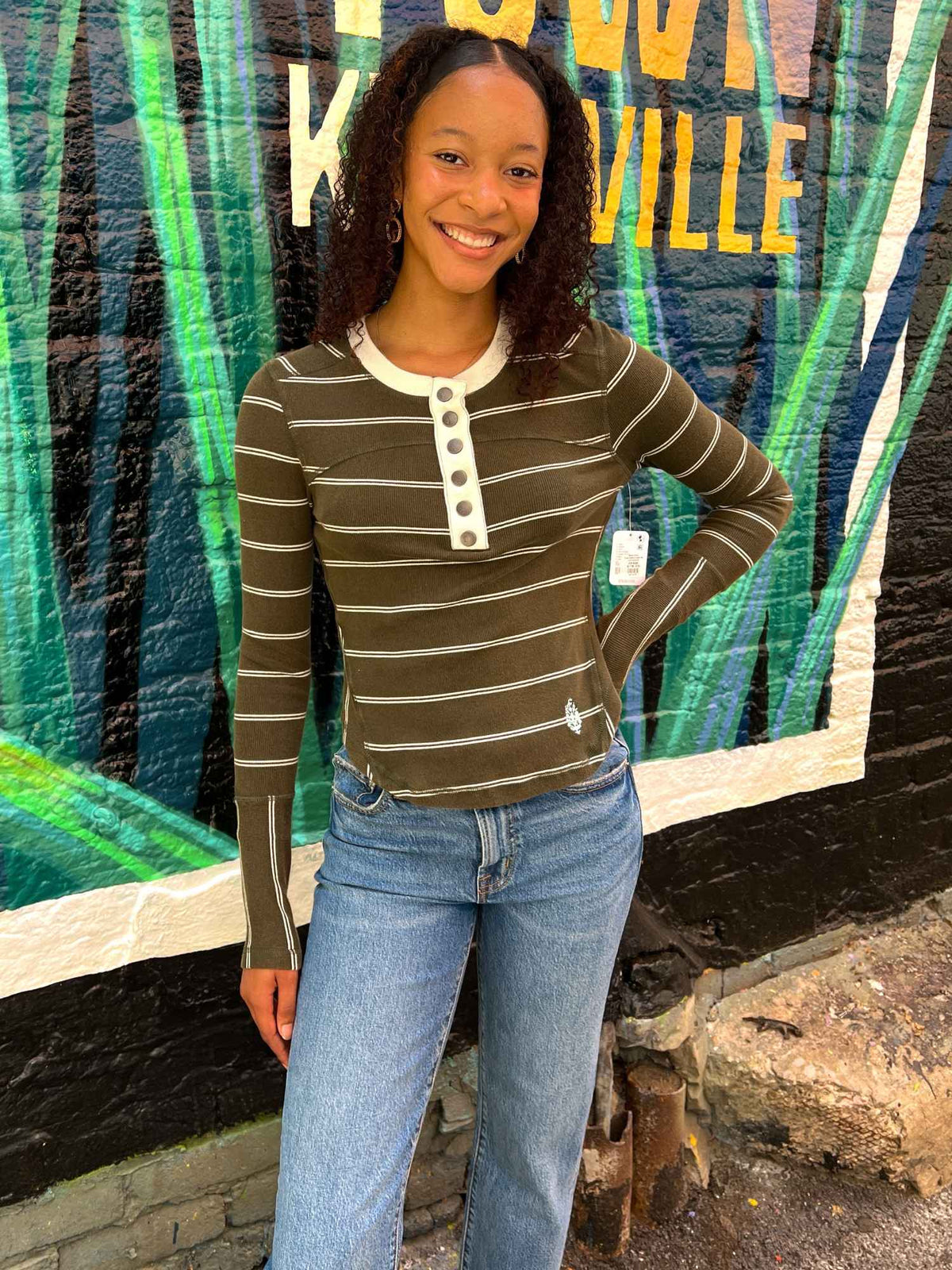 FP Movement Cool Down Crew Stripe Top Ivy