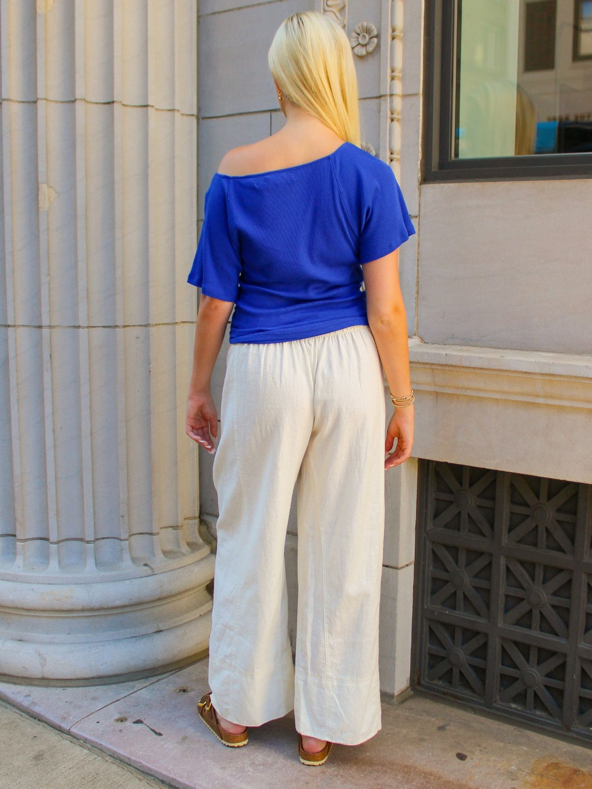 Free People Days End Linen Pull On Pant Clean Ivory