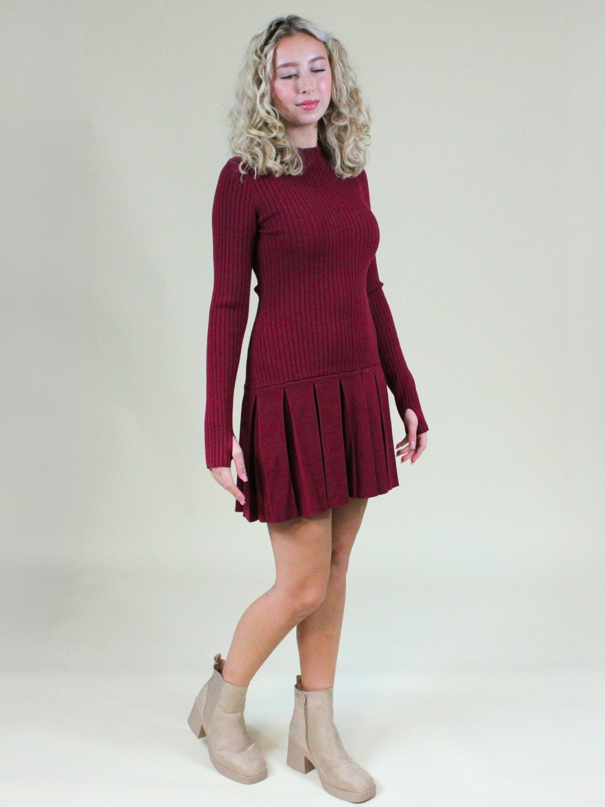 free people emmy mini dress aged red side model view