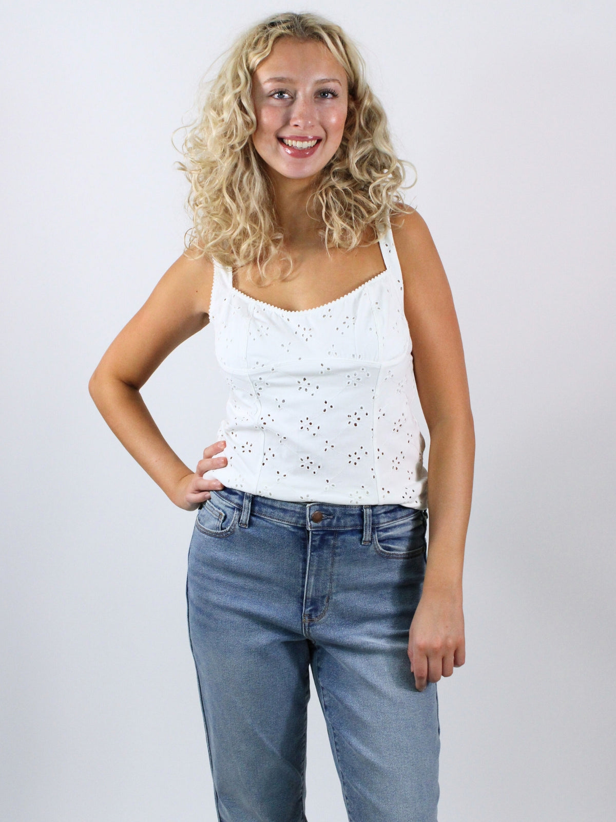 free people full bloom eyelet cami ivory