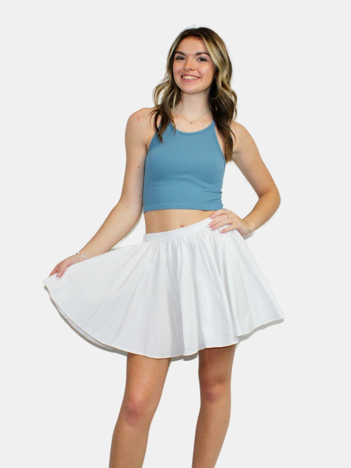 free people gaia skirt in white-front