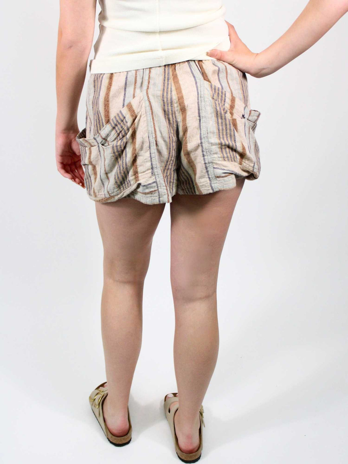 Free People Good Fortune Stripe Short Washed Blue Combo
