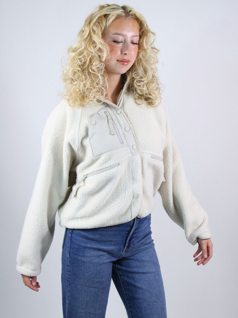 Free People Hit The Slopes Fleece Jacket Muted Beige