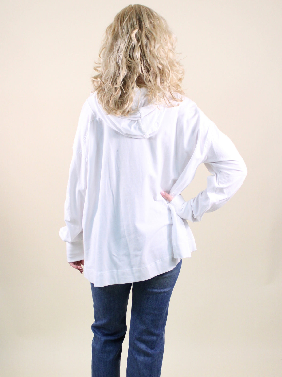 Free People Hot Shot hooded layer white back model view