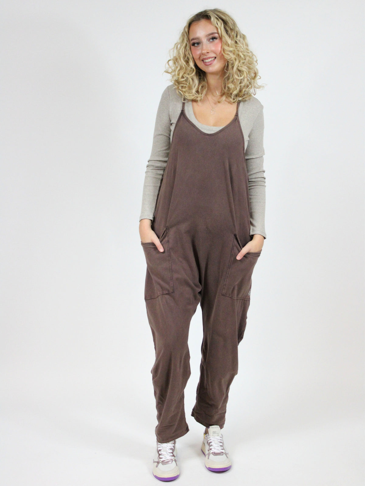 Free People Hot Shot Onesie  in Dark Espresso-front