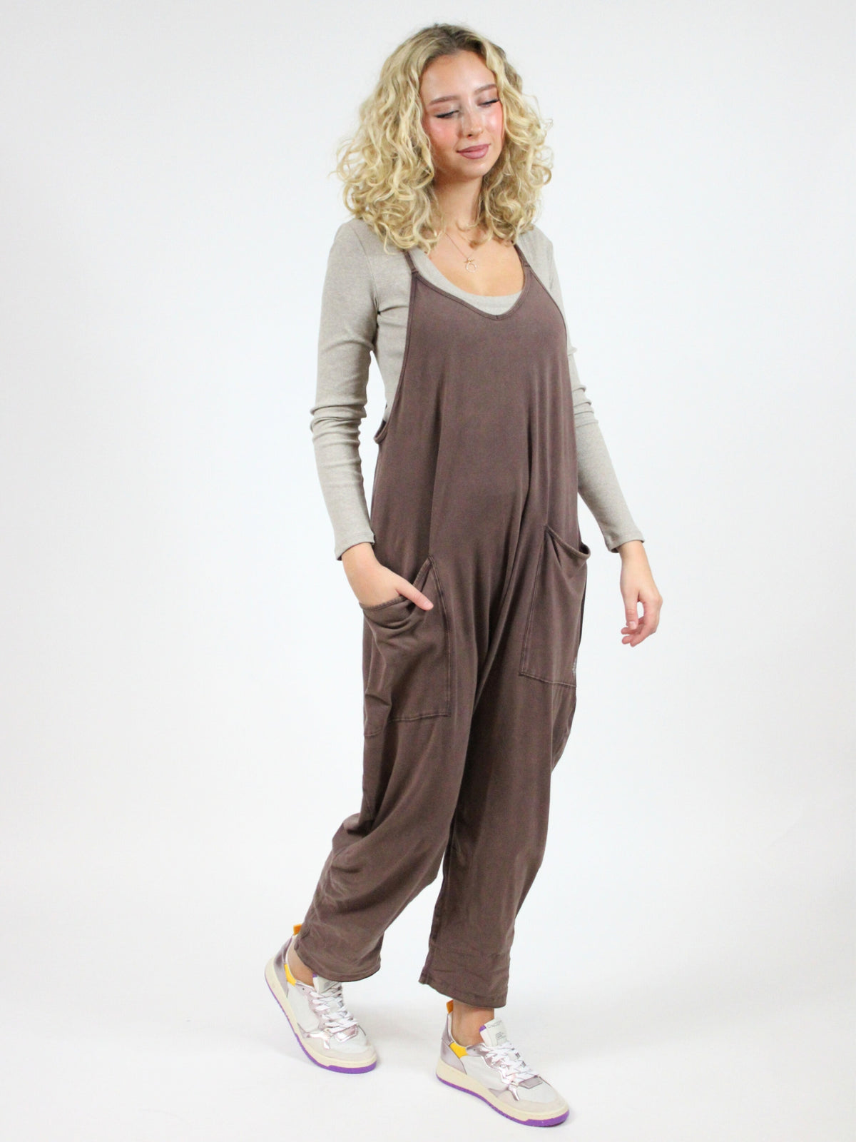 Free People Hot Shot Onesie  in Dark Espresso-side