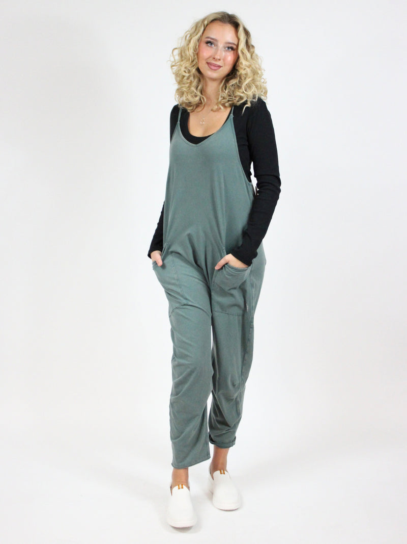 Free People Hot Shot Onesie  in Midnight Jade-front