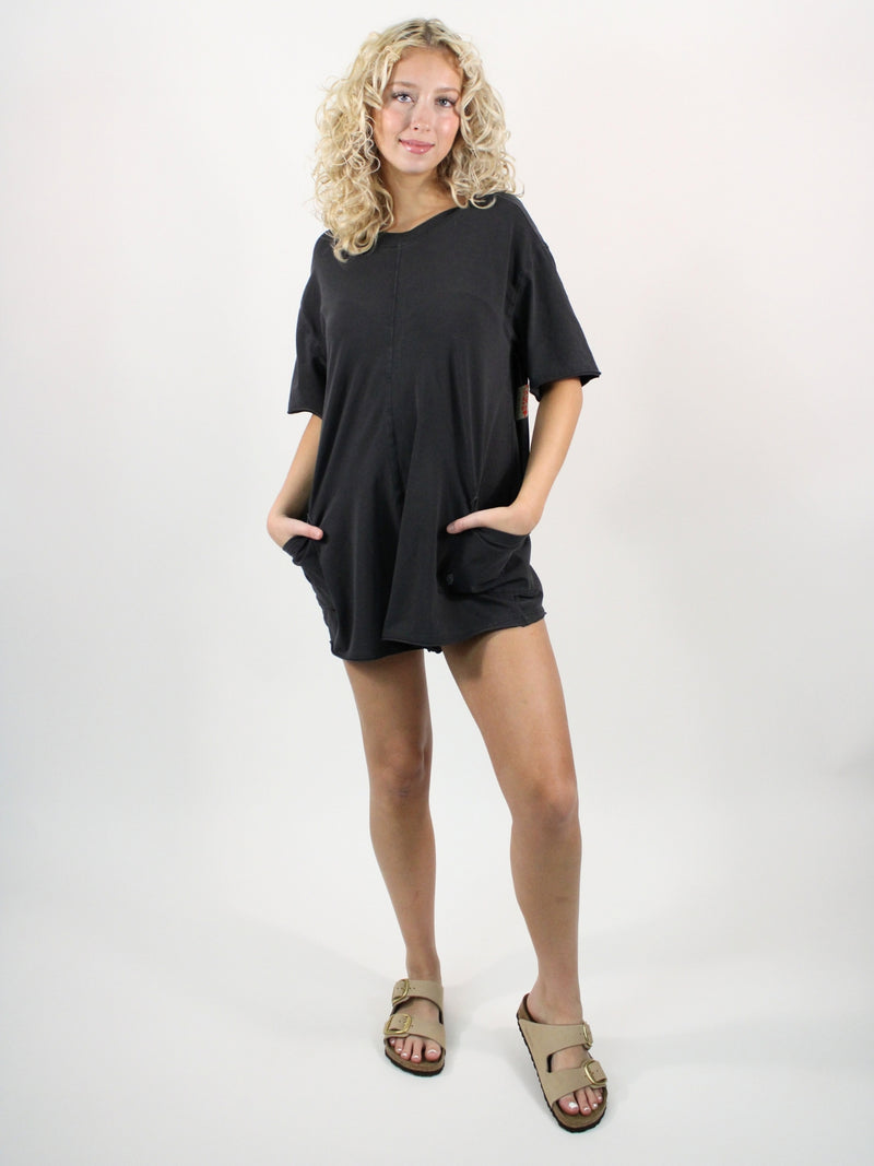 Free People Hot Shot Tee Romper Black 