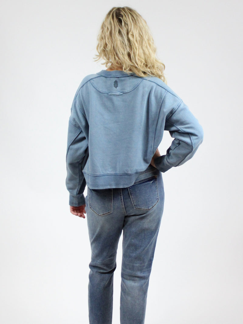 Free People Intercept Pullover in blue grey-back