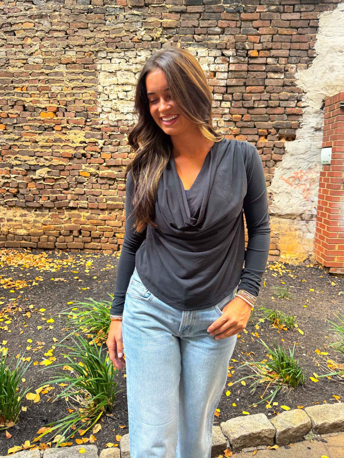 Free People Jane Draped Long Sleeve Top