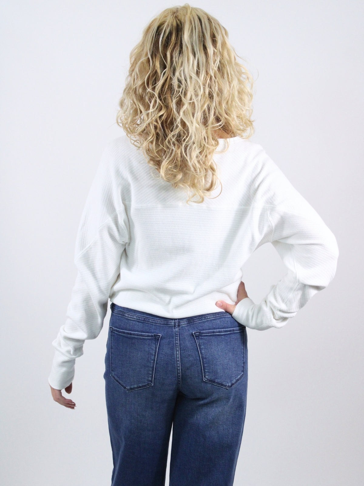 We The Free Jess Long Sleeve Slouchy Thermal in clean ivory 