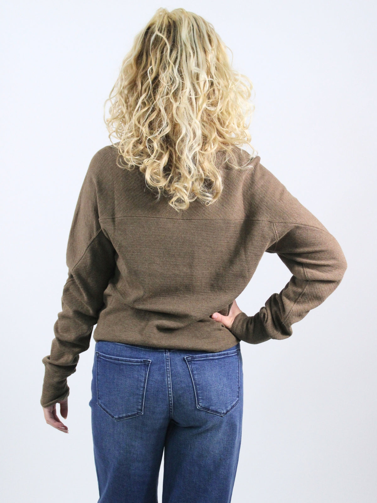 We The Free Jess Long Sleeve Slouchy Thermal in brown heather 