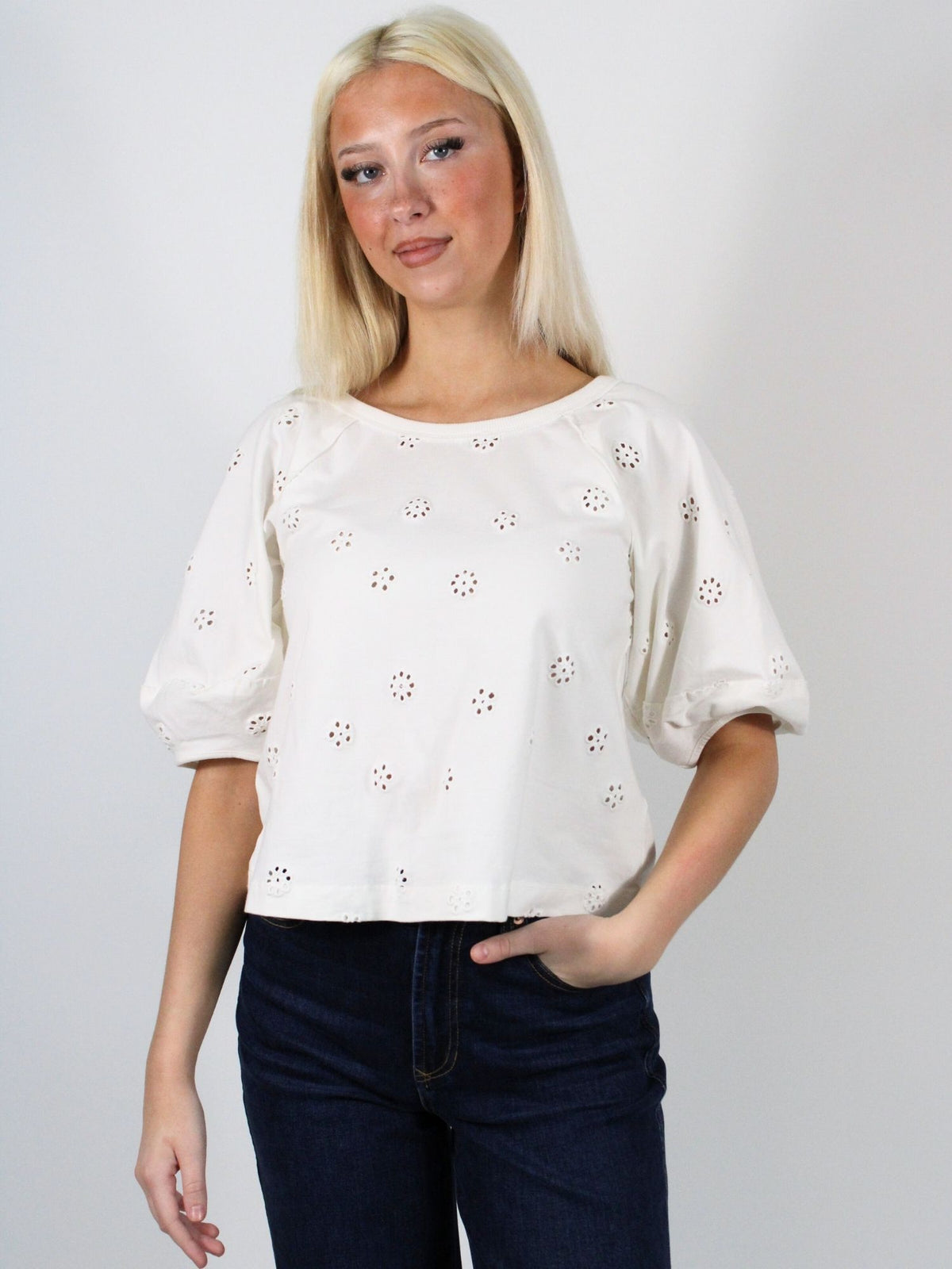 Free People Jessie Eyelet Tee Whisper White