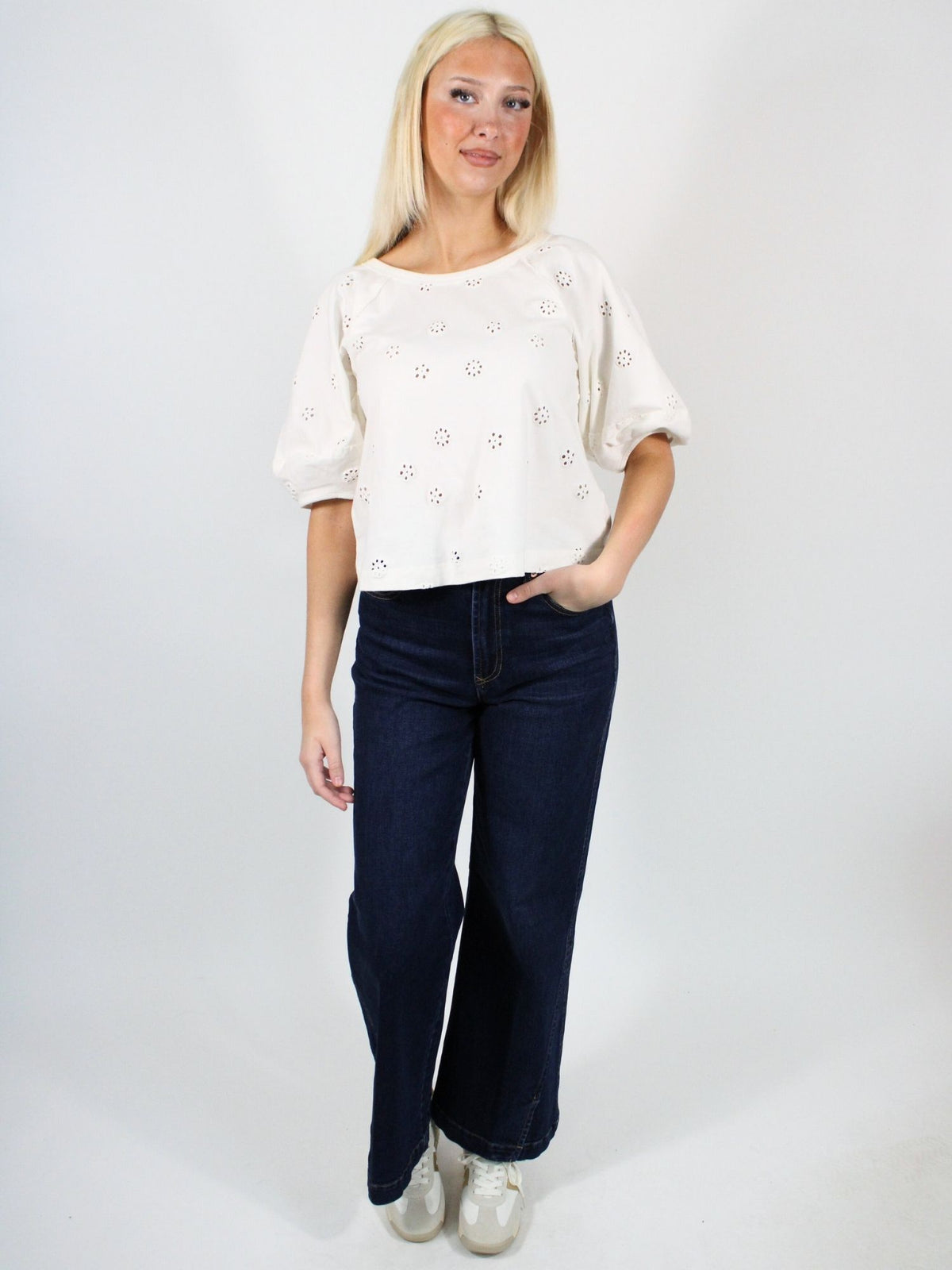 Free People Jessie Eyelet Tee Whisper White