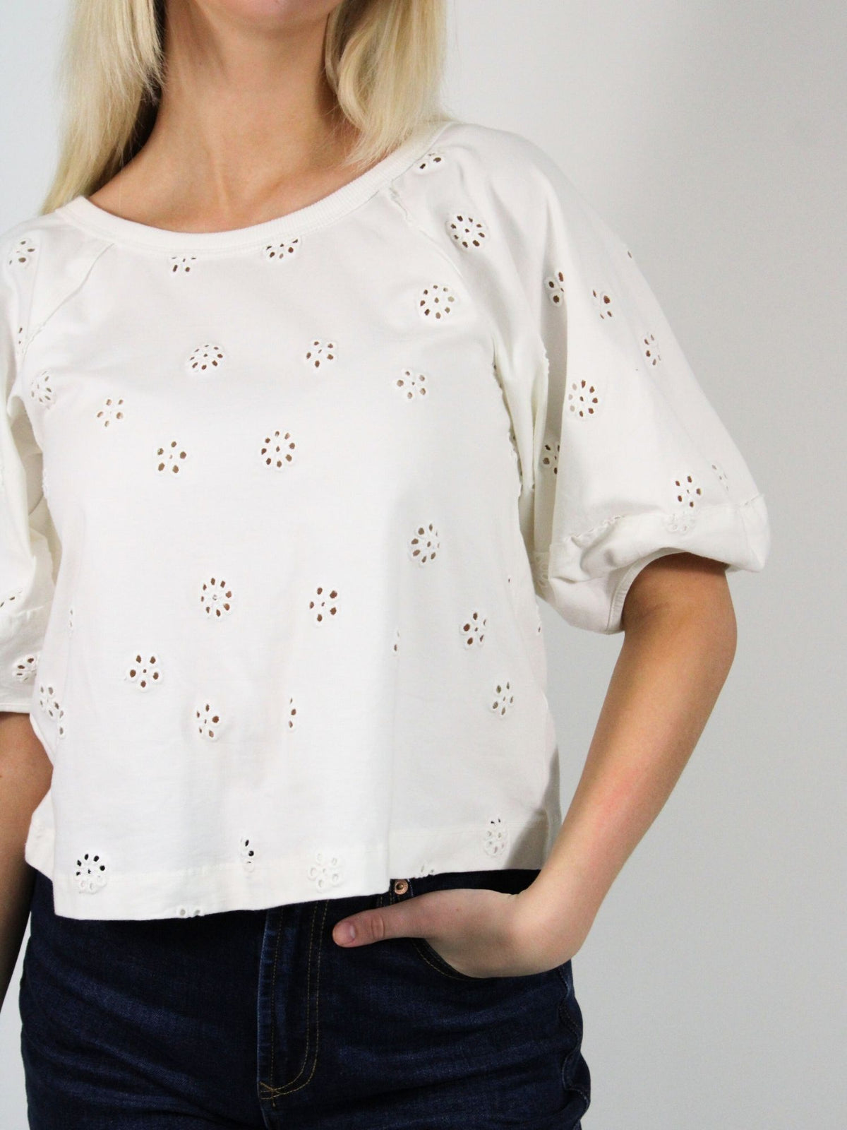 Free People Jessie Eyelet Tee Whisper White