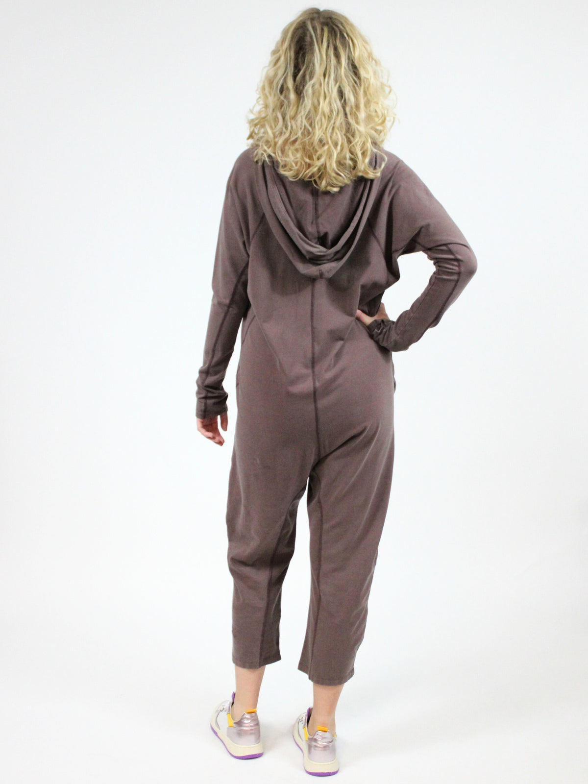 Free People Hot Shot Long Sleeve Onesie in dark espresso-back