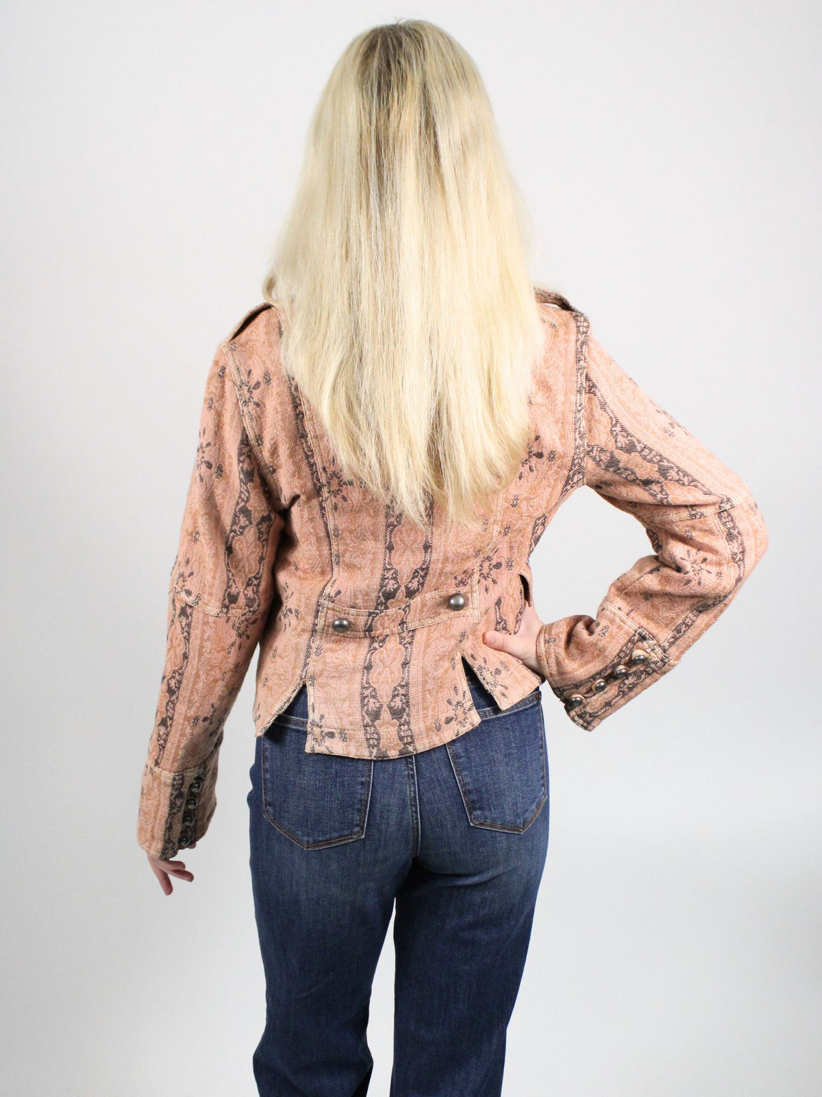 Free People Lotty Jacquard Jacket Rose Smoke