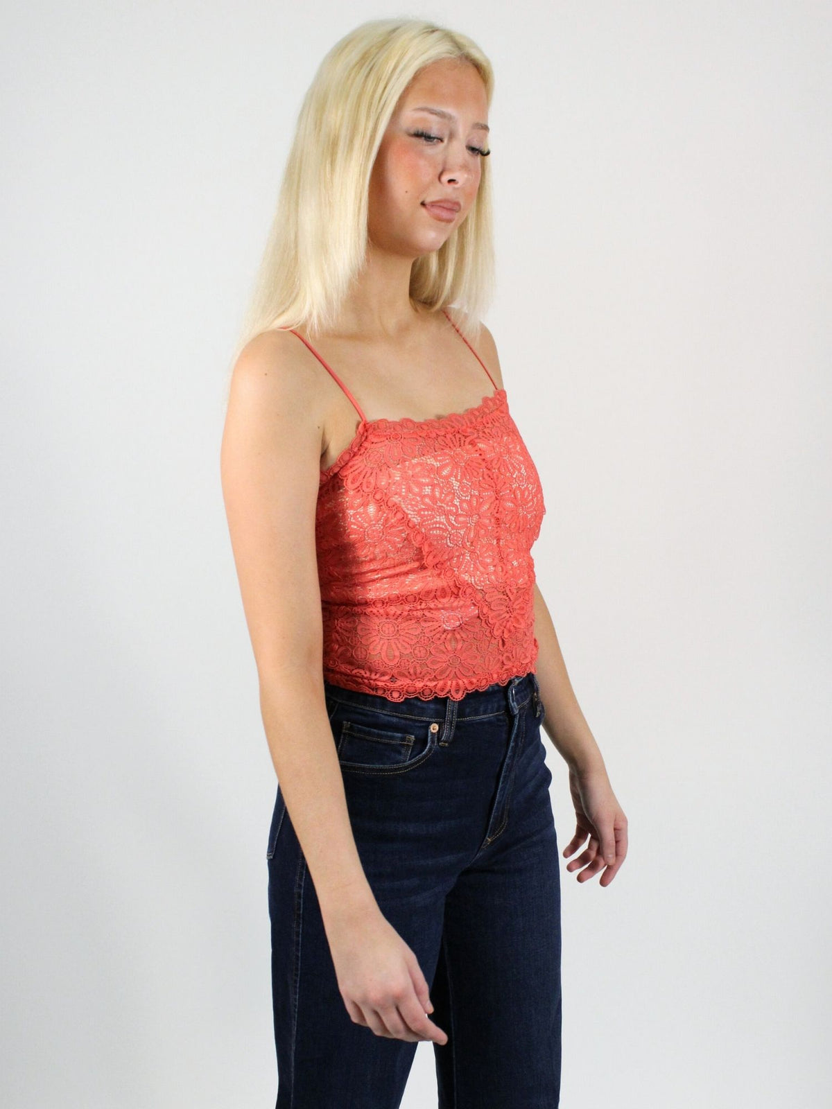 Free People Love And Lace Cami Aged Coral