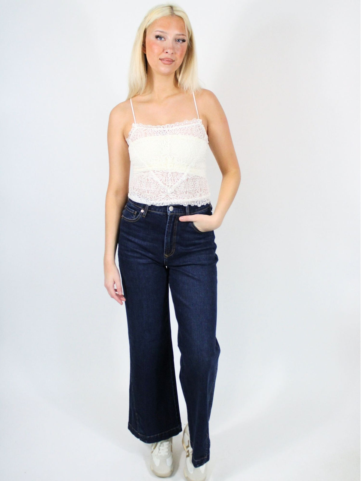 Free People Love And Lace Cami Clean Ivory