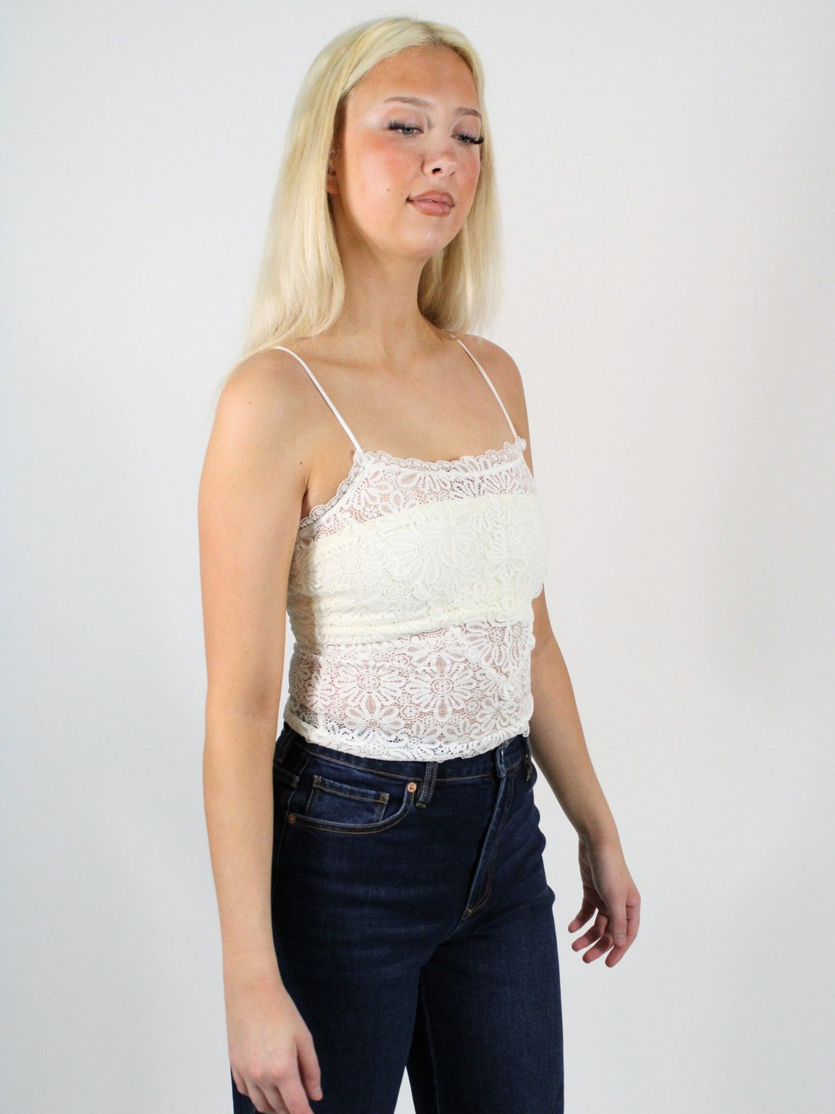Free People Love And Lace Cami Clean Ivory