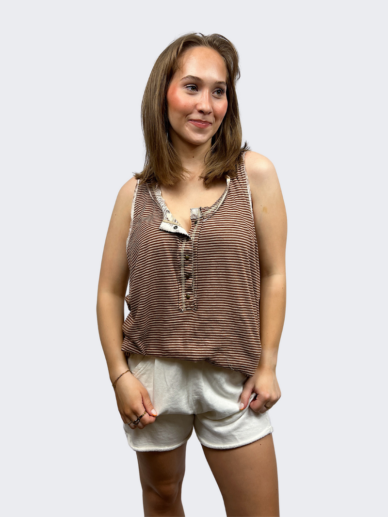 free people love language tank top in striped oatmeal-front view 2