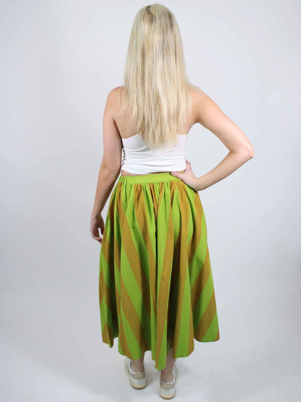 Free People Lowen Striped Midi Skirt Retro Combo