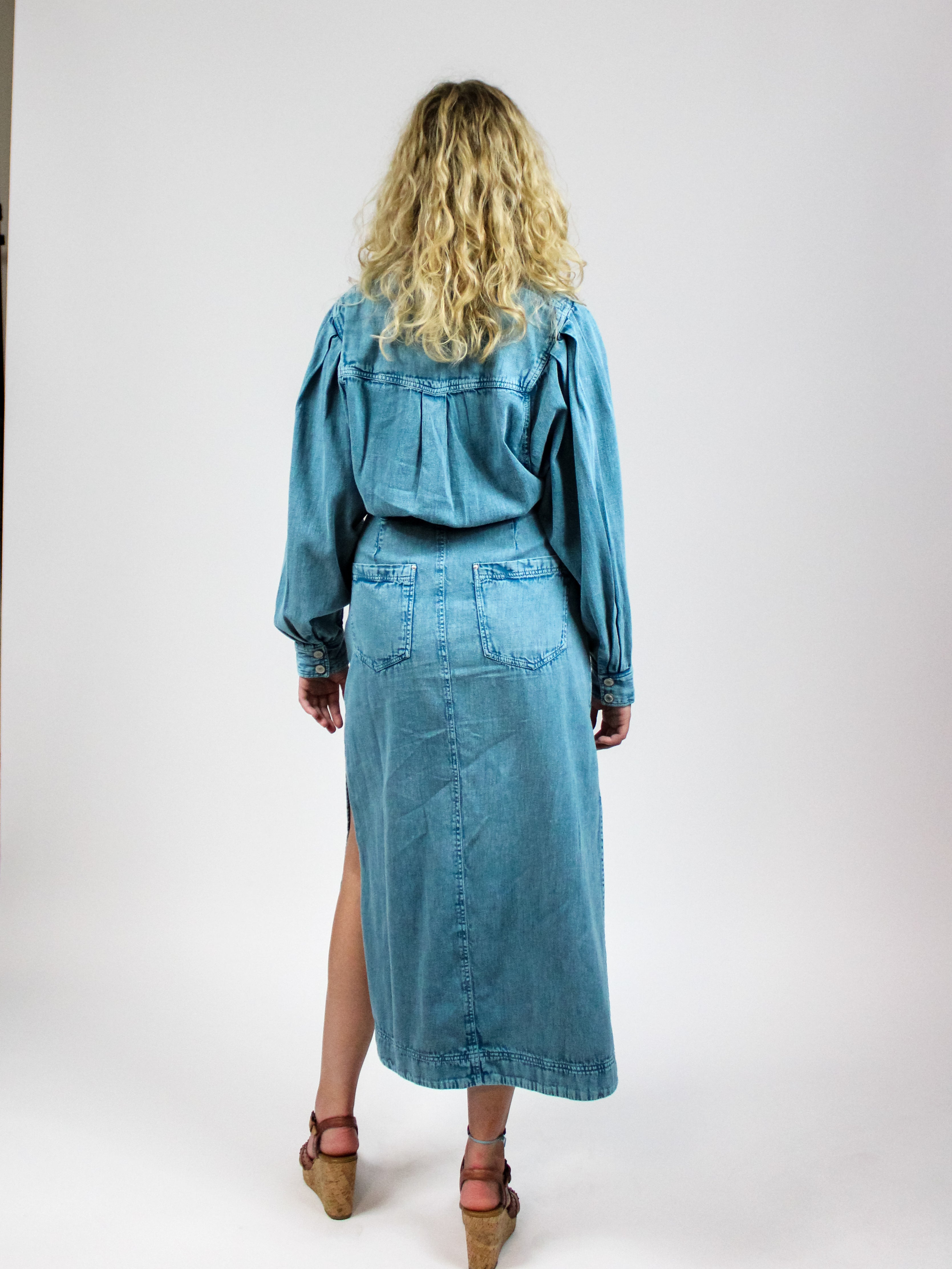 Free People Blue Denim Dress Large hot