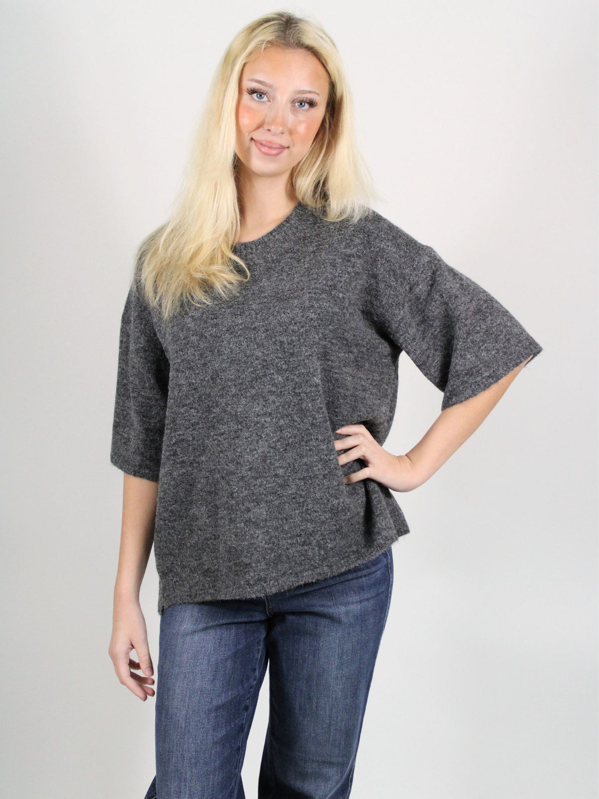 Free People Margot Sweater Tee Charcoal Heather