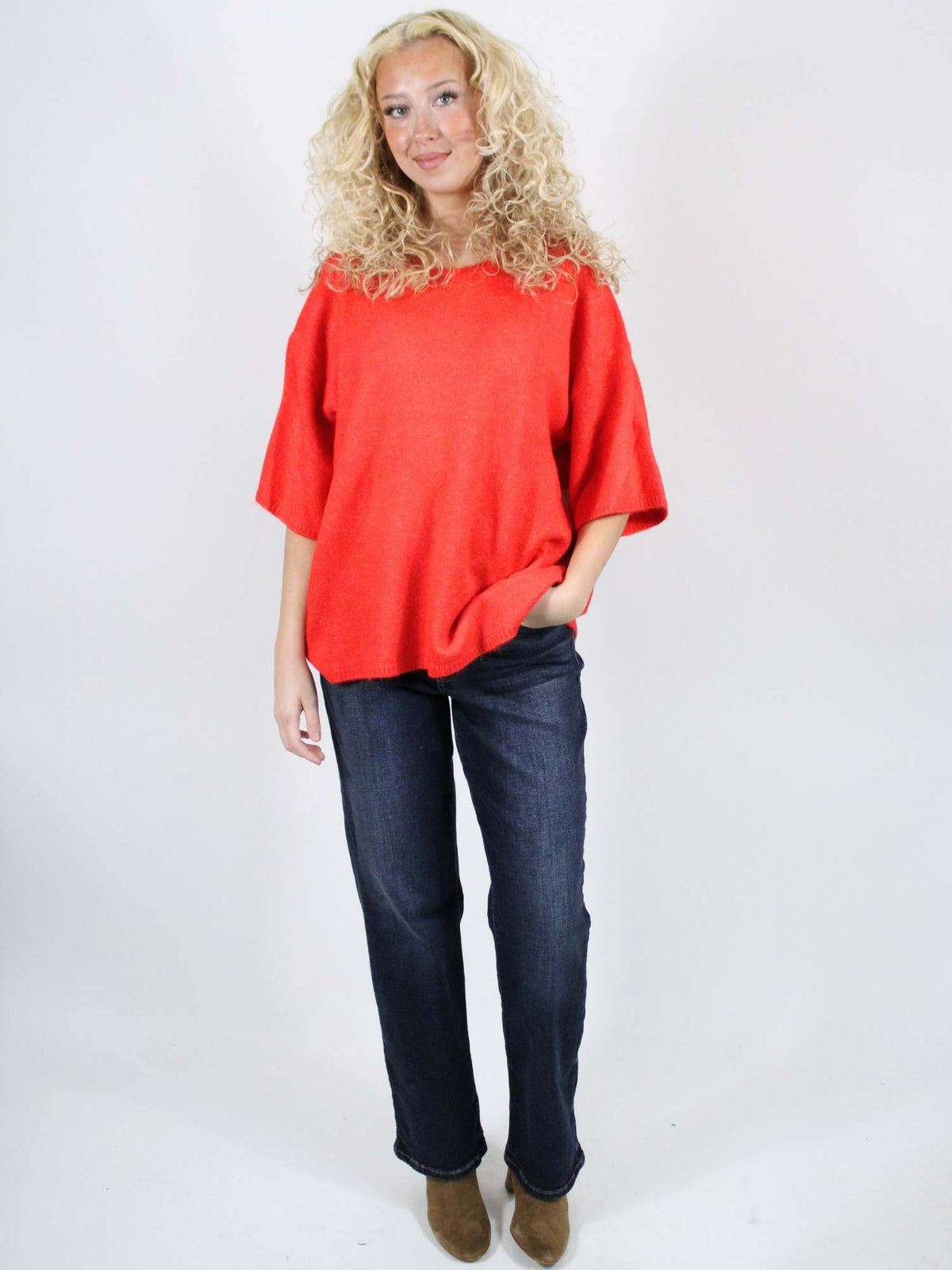 Free People Margot Sweater Tee Cherry Pop