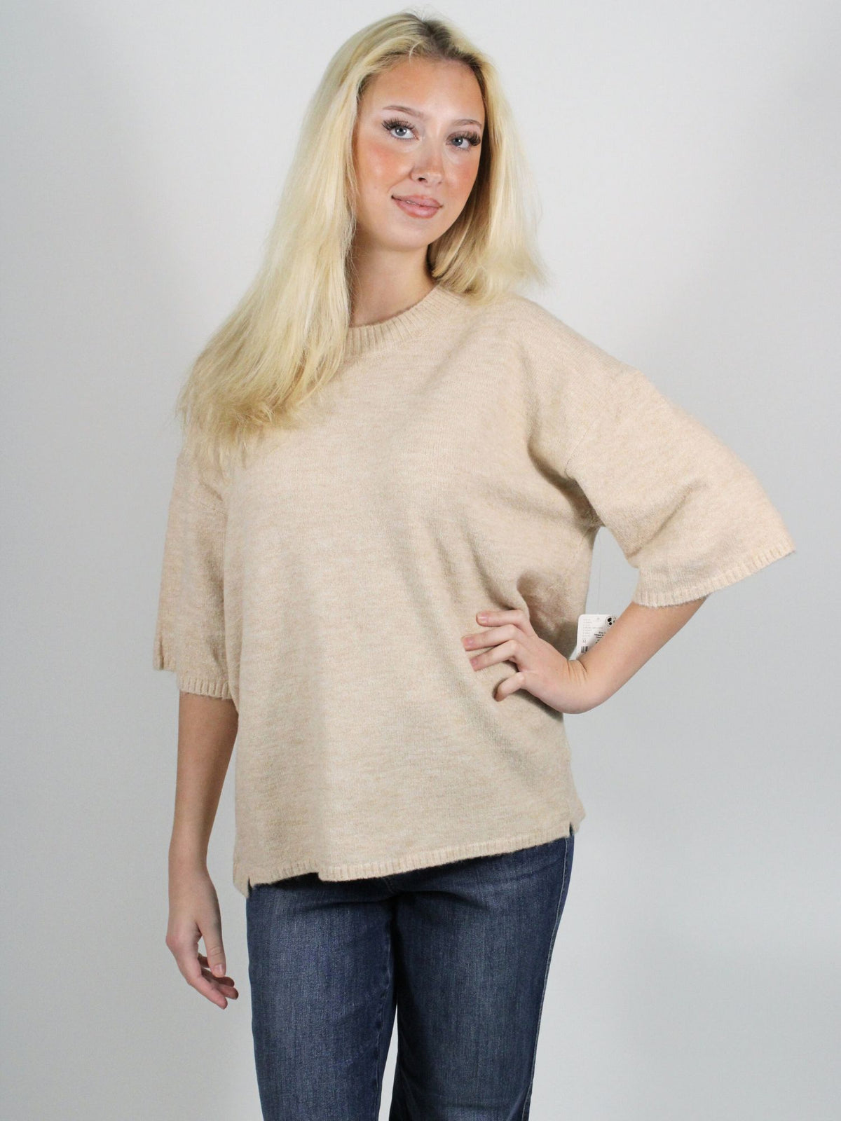 Free People Margot Sweater Tee Pearl Melange