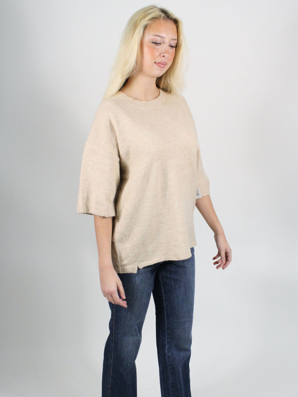 Free People Margot Sweater Tee Pearl Melange