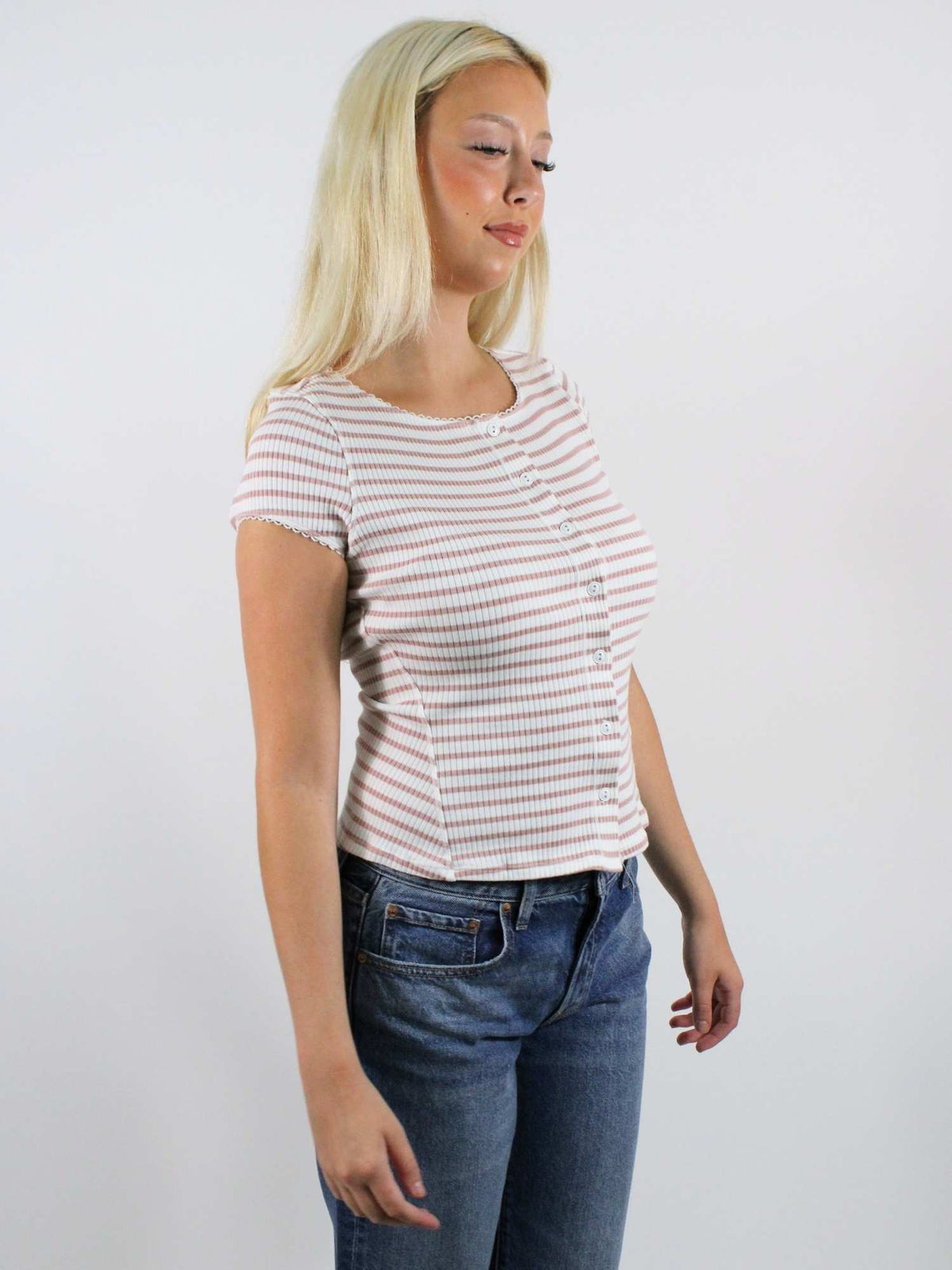Free People Most Wanted Striped Cardi Mauve Ivory