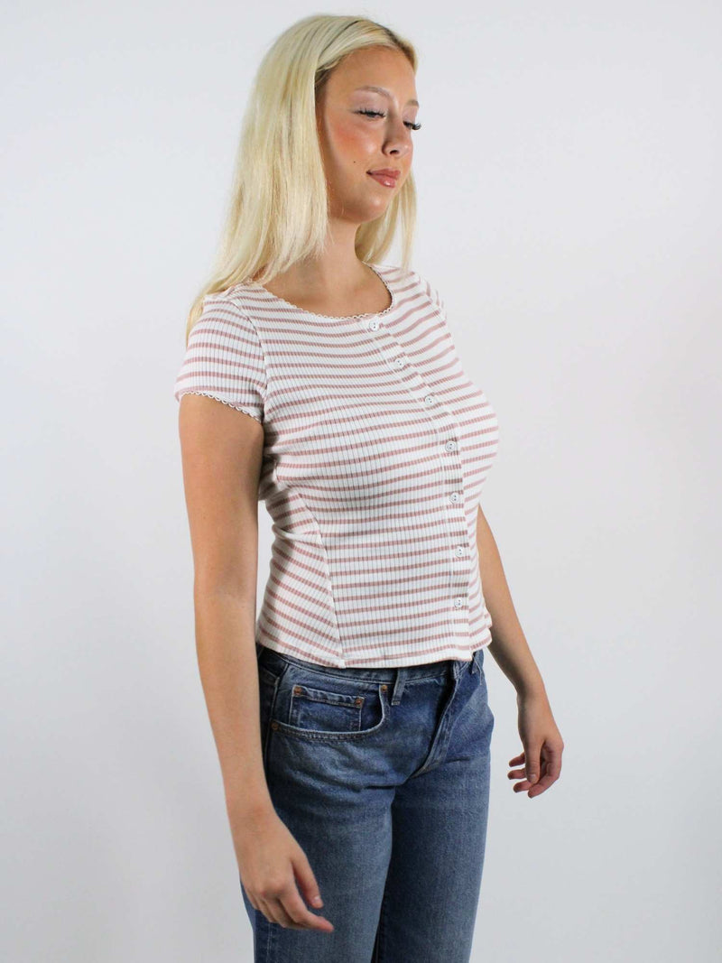 Free People Most Wanted Striped Cardi Mauve Ivory