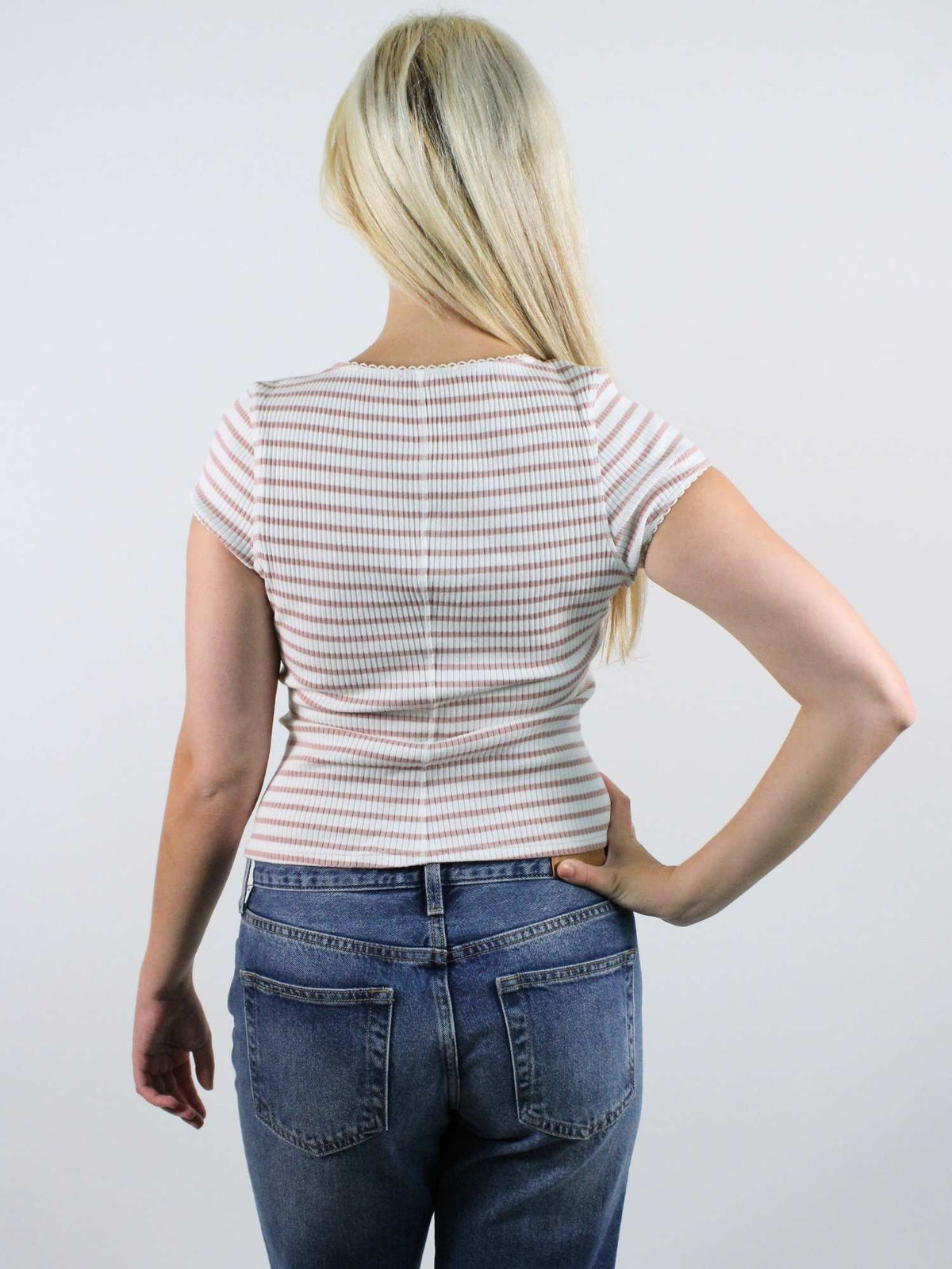 Free People Most Wanted Striped Cardi Mauve Ivory