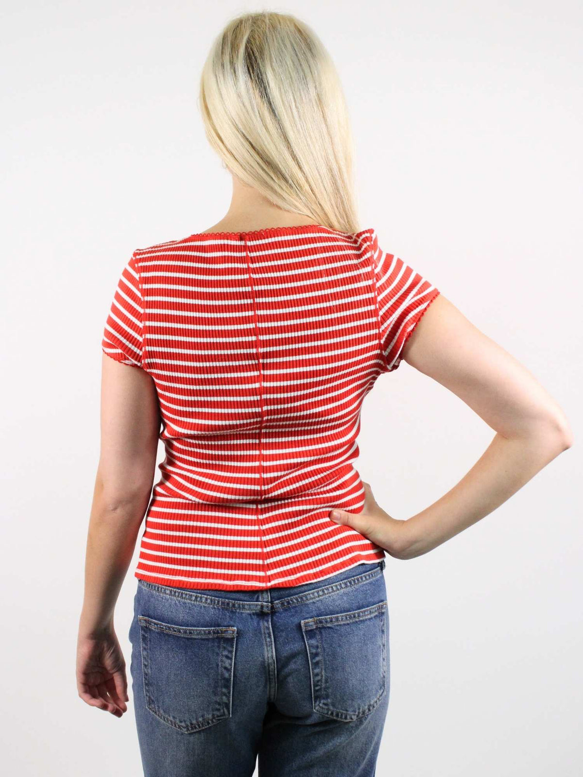 Free People Most Wanted Striped Cardi Red White